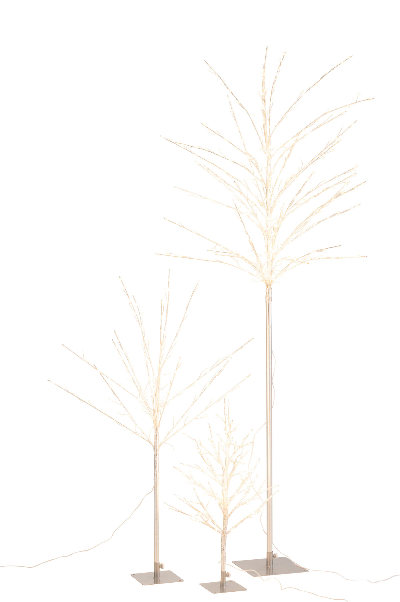 J-LINE KALE BOOM + LED METAAL ZILVER GROOT