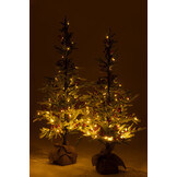J-LINE KERSTBOOM + JUTE TAS + LED KUNSTMATIGE SNEEUW GROEN/ROOD GROOT