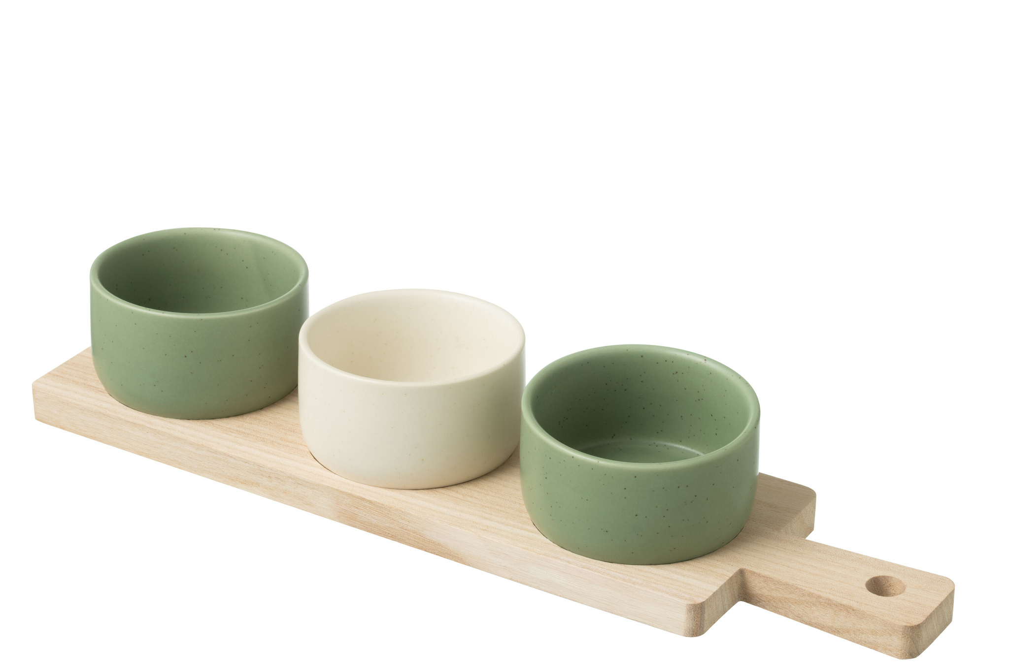 J-LINE TAPAS SERVICE 3 SETS + HOUTEN DIENBLAD RAAMDOOS GROEN/WIT