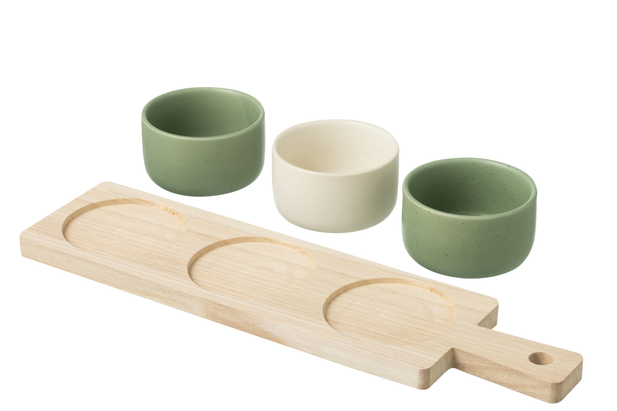 J-LINE TAPAS SERVICE 3 SETS + HOUTEN DIENBLAD RAAMDOOS GROEN/WIT