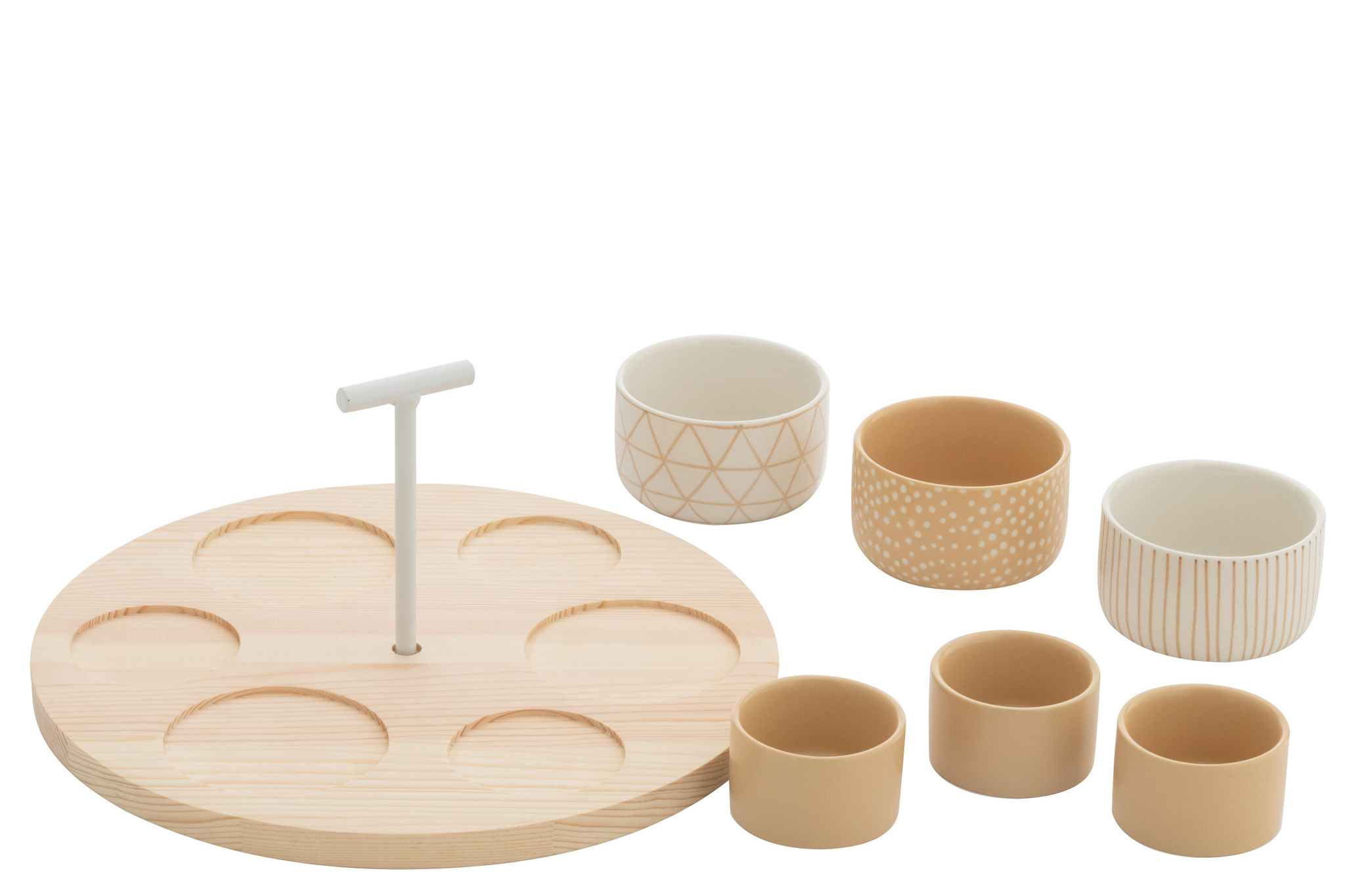 J-LINE TAPAS SERVICE 6 SETS + HOUTEN DIENBLAD RAAMDOOS CRÈME/WIT