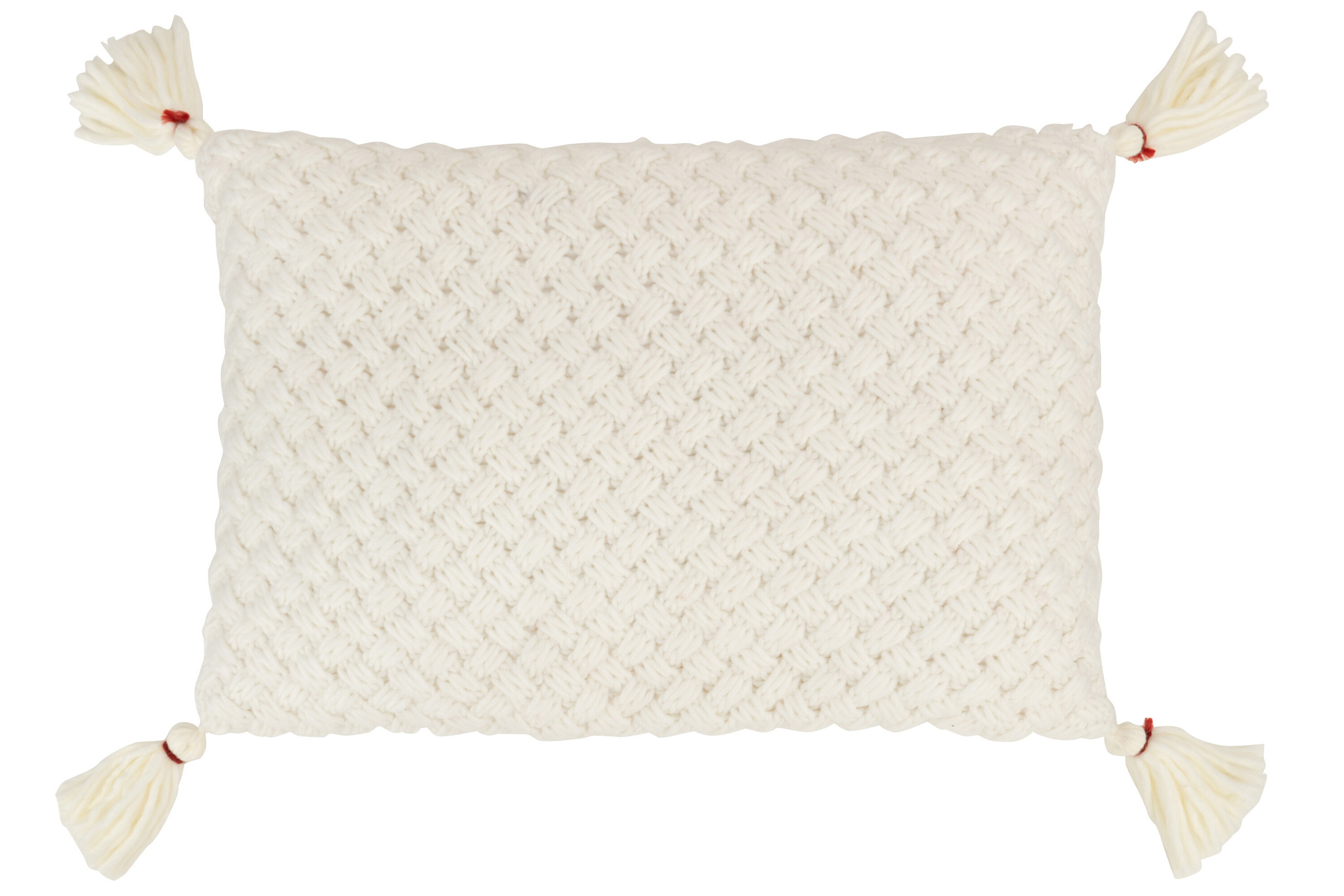 J-LINE KUSSEN GEBREID KWASTJE ACRYL WIT