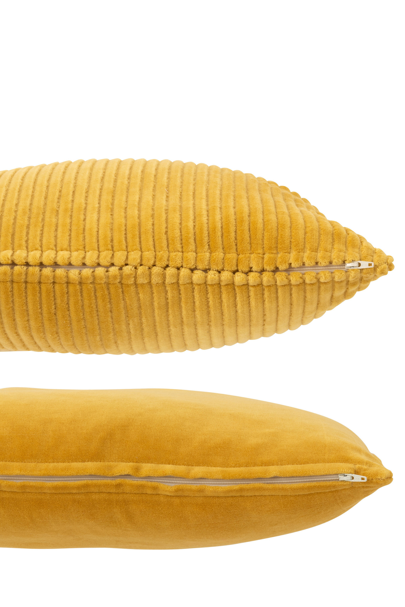 J-LINE KUSSEN VELVET VIERKANT KATOEN OKER ASSORTIMENT VAN 2