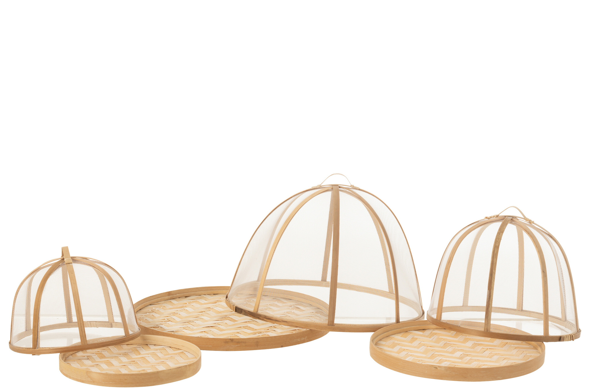 J-LINE SET VAN 3 DIENBLAD + VOEDSELAFDEKKING BAMBOE NATUURLIJK/WIT