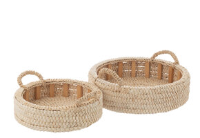 J-LINE SET VAN 2 DIENBLADEN ROND VAN MAÏSKOLF/HOUTVEZELPLAAT NATUURLIJK