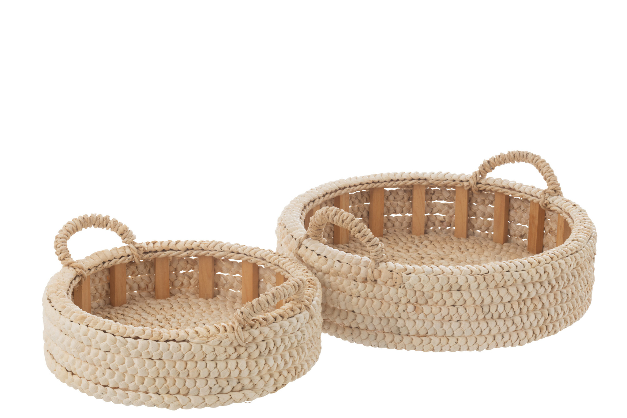 J-LINE SET VAN 2 DIENBLADEN ROND VAN MAÏSKOLF/HOUTVEZELPLAAT NATUURLIJK