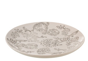 J-LINE PLAAT DECORATIEVE ZEN PORSELEIN WIT/ZWART