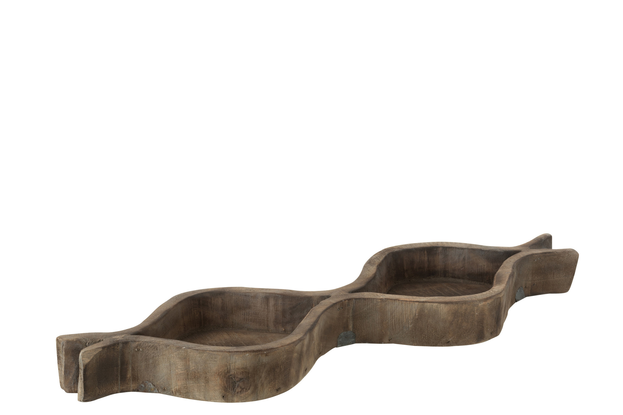 J-LINE DECORATIE SCHAAL 2 COMPARTIMENTEN HOUT NATUURLIJK