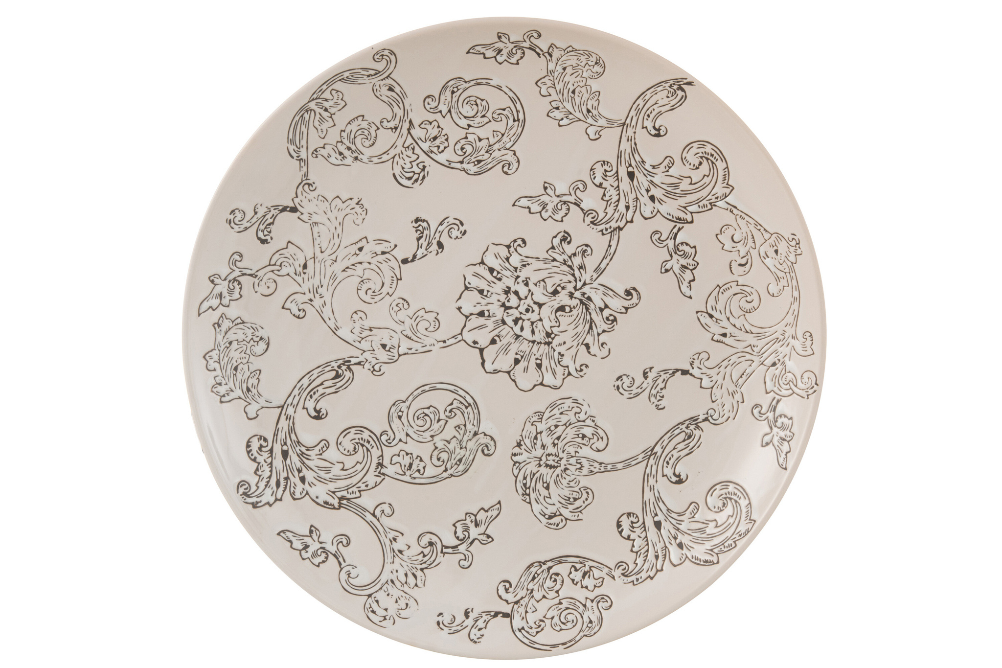 J-LINE PLAAT DECORATIEVE ZEN PORSELEIN WIT/ZWART