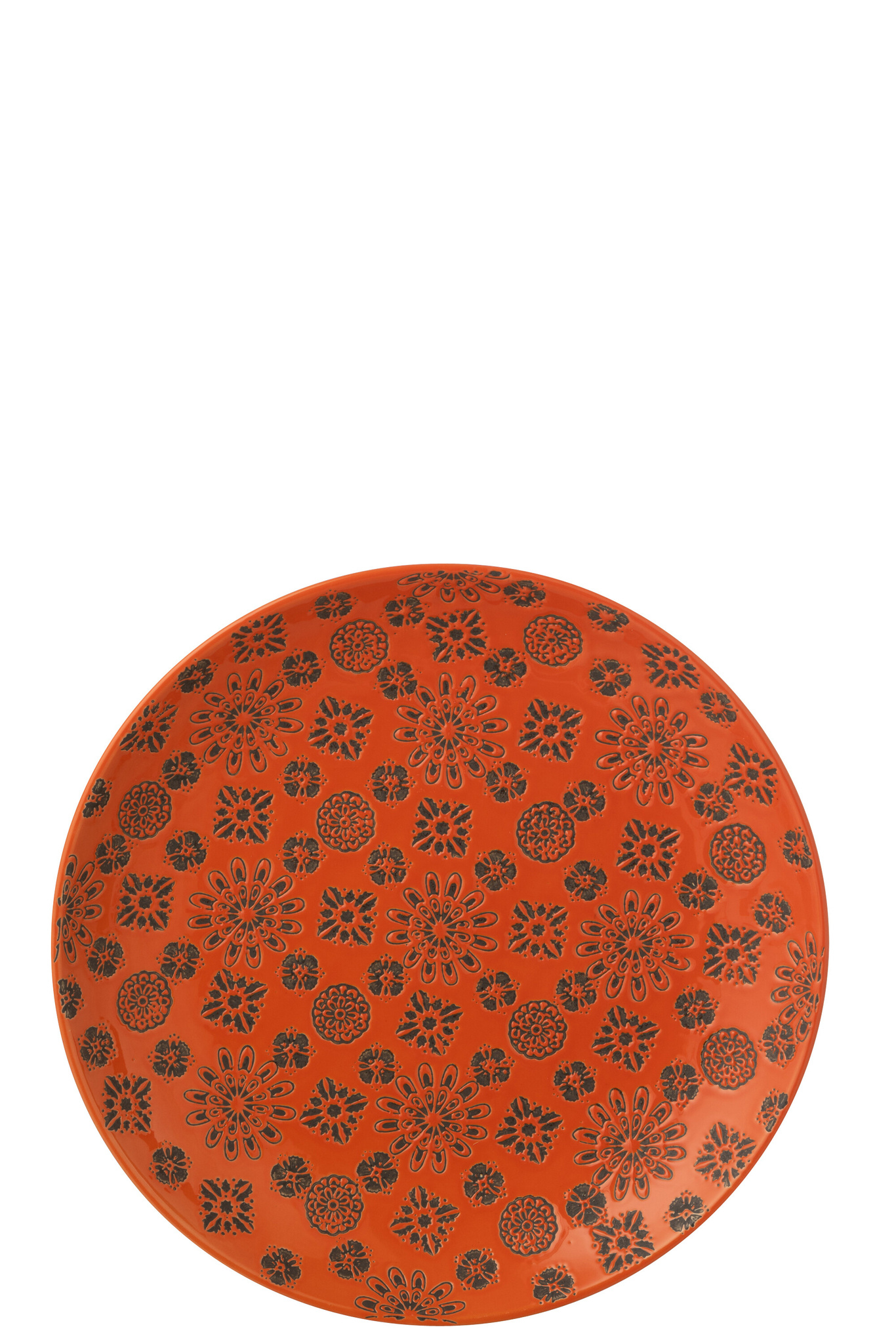 J-LINE DECORATIEF DIENBLAD BILLY PORSELEIN ORANJE/ZWART