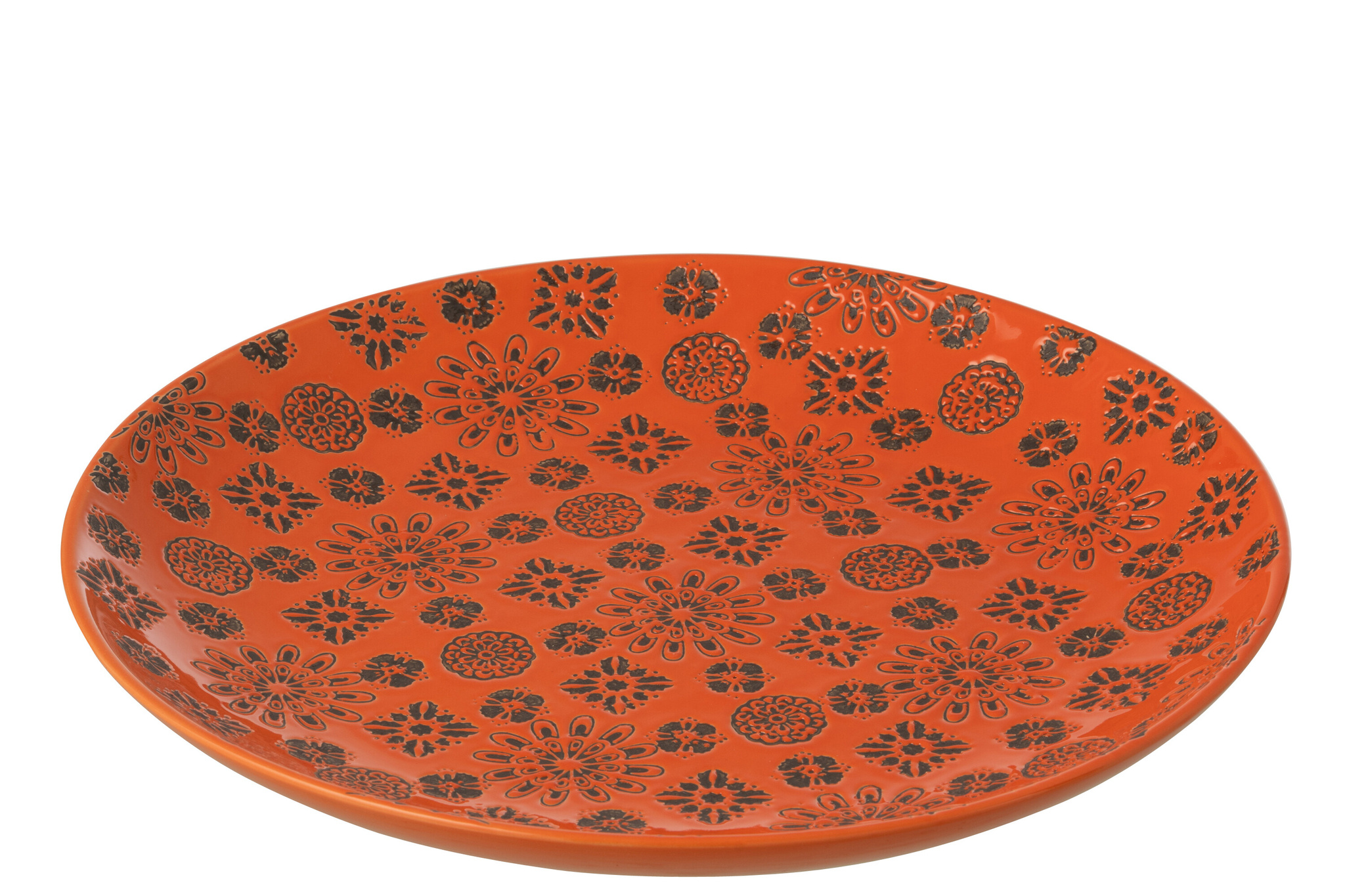 J-LINE DECORATIEF DIENBLAD BILLY PORSELEIN ORANJE/ZWART