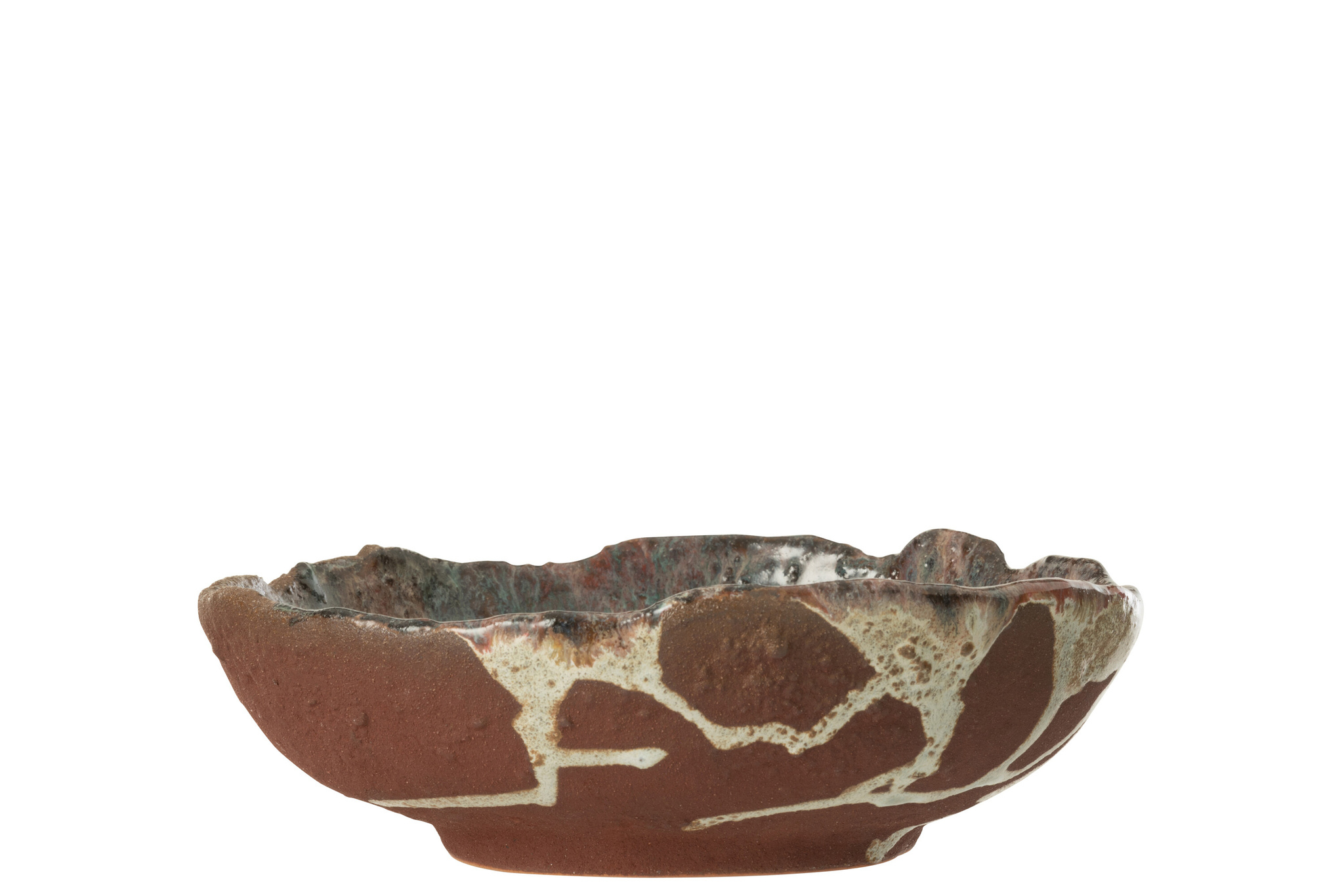 J-LINE TRAY DECORATIEVE NAGA KERAMIEK ROESTBRUIN MEDIUM