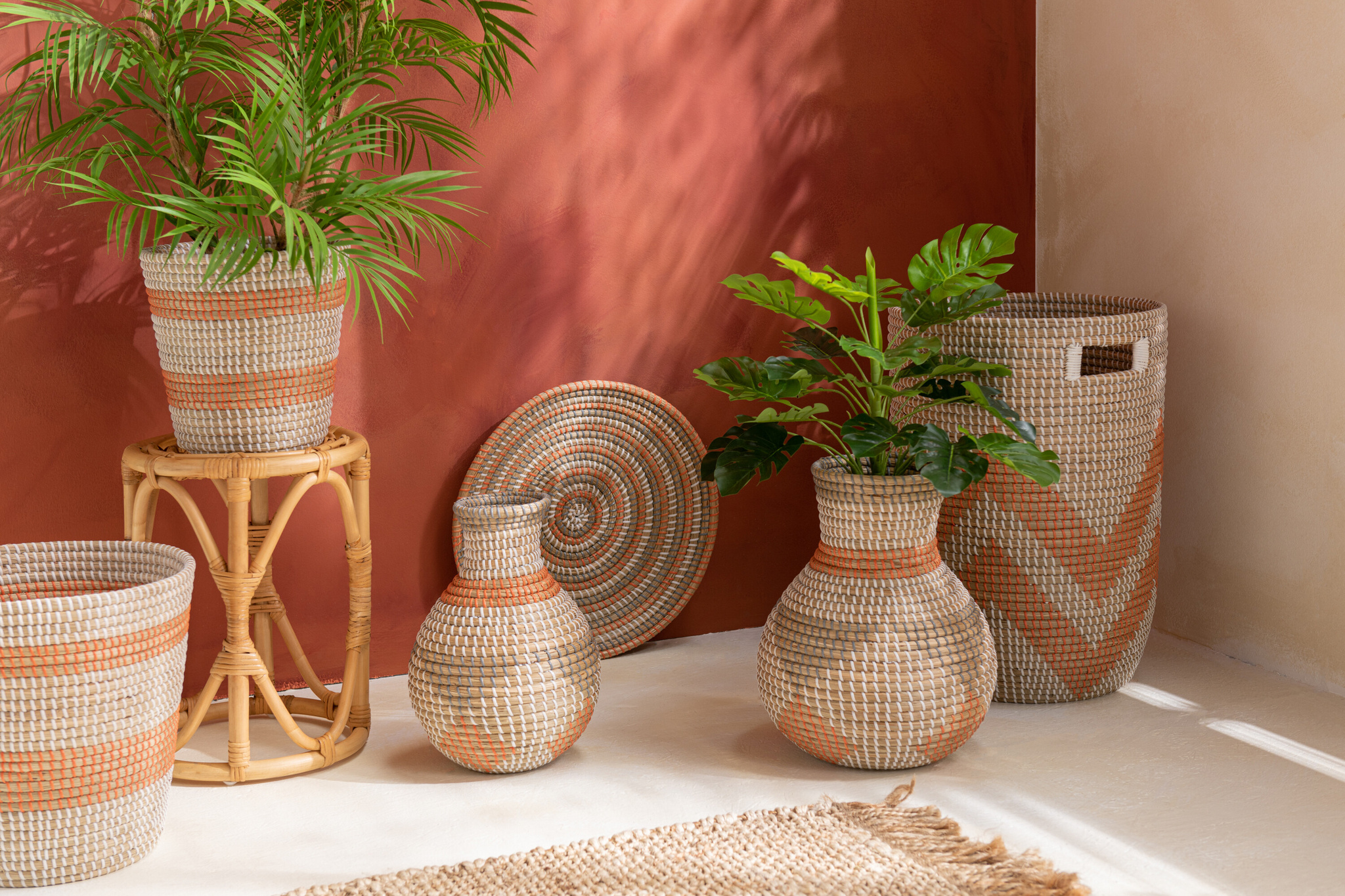 J-LINE SET 2 SERVICE PLATE CIRCLE SEAGRASS MIX