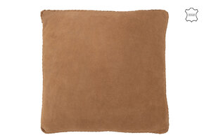 J-LINE KUSSEN GEWEVEN LEER KAMEEL