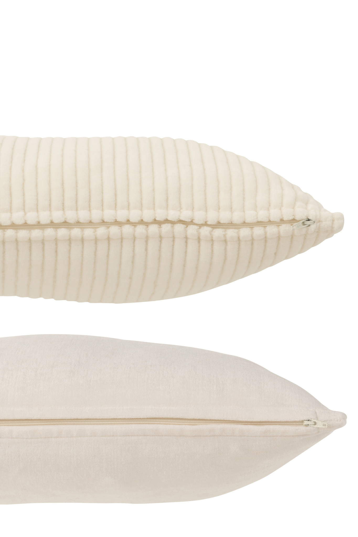 J-LINE KUSSEN VELVET VIERKANT KATOEN WIT ASSORTIMENT VAN 2