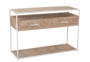 J-LINE CONSOLE ZIGZAG 2 LADEN HOUT/METAAL NATUURLIJK/WIT