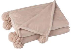 J-LINE PLAID POMPOM – POLYESTER GRIJS/GREIGE