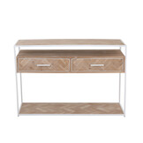 J-LINE CONSOLE ZIGZAG 2 LADEN HOUT/METAAL NATUURLIJK/WIT