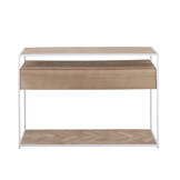 J-LINE CONSOLE ZIGZAG 2 LADEN HOUT/METAAL NATUURLIJK/WIT