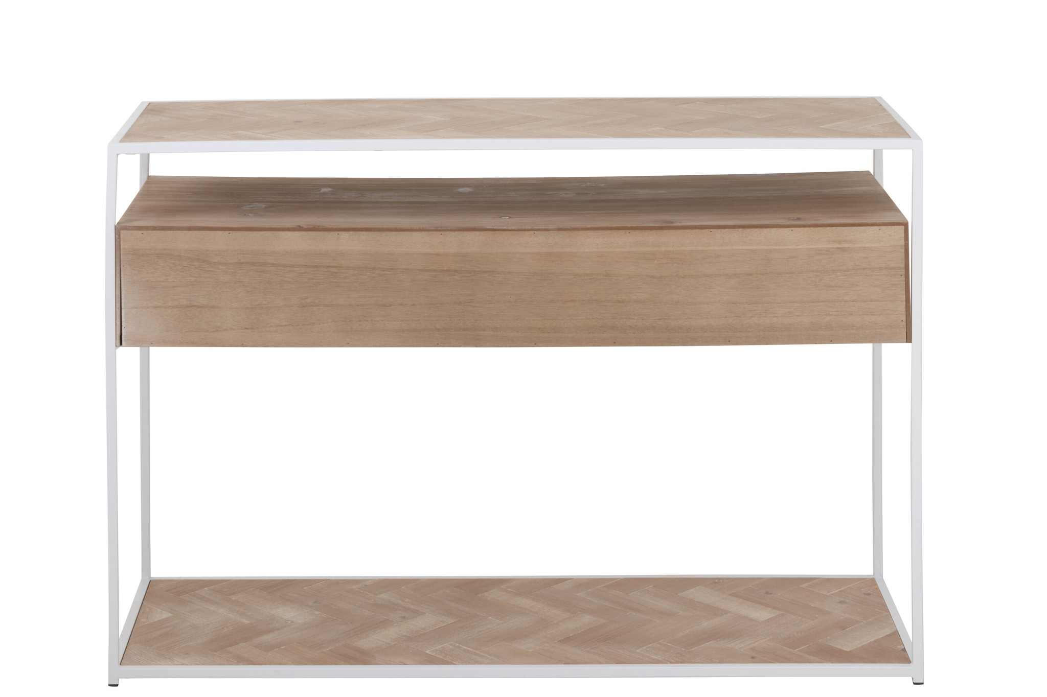 J-LINE CONSOLE ZIGZAG 2 LADEN HOUT/METAAL NATUURLIJK/WIT