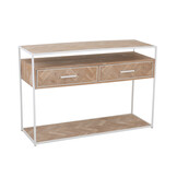 J-LINE CONSOLE ZIGZAG 2 LADEN HOUT/METAAL NATUURLIJK/WIT
