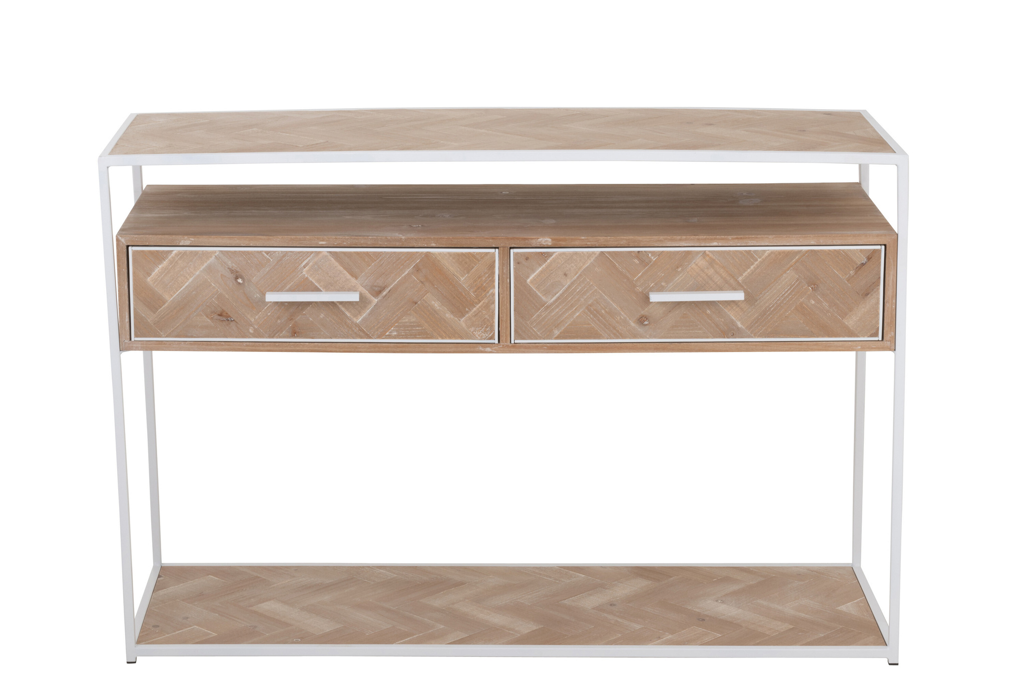 J-LINE CONSOLE ZIGZAG 2 LADEN HOUT/METAAL NATUURLIJK/WIT
