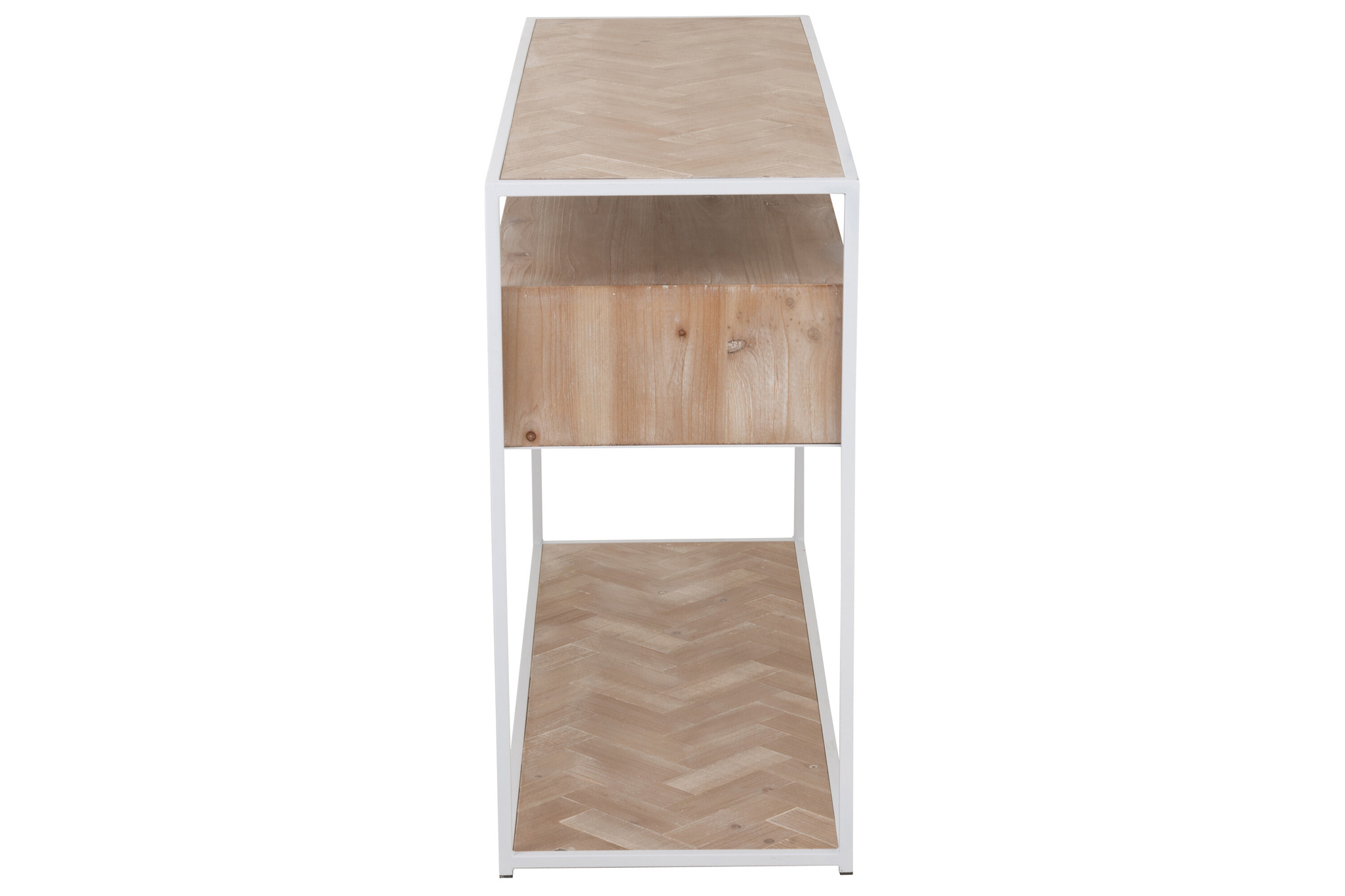 J-LINE CONSOLE ZIGZAG 2 LADEN HOUT/METAAL NATUURLIJK/WIT