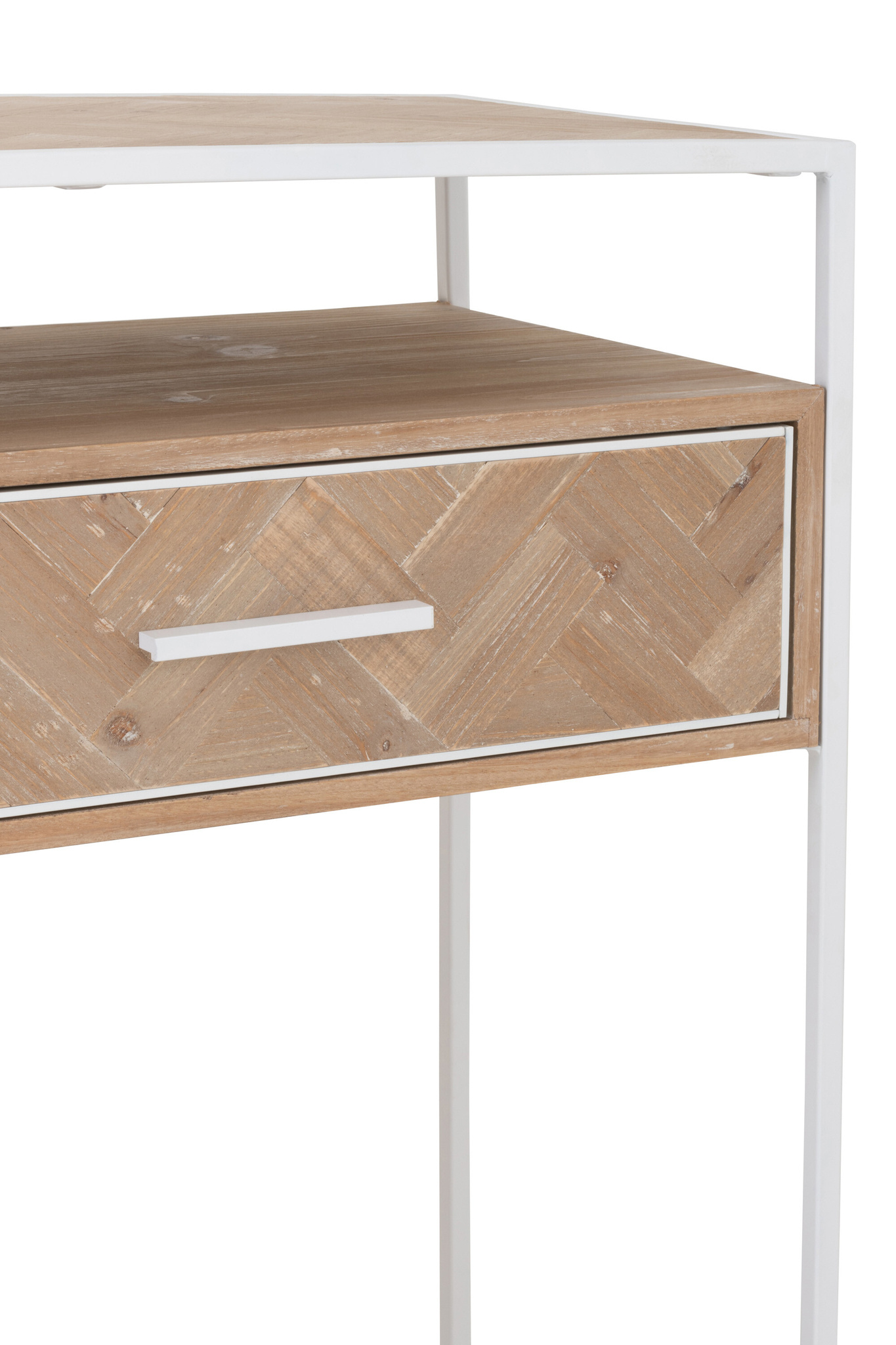 J-LINE CONSOLE ZIGZAG 2 LADEN HOUT/METAAL NATUURLIJK/WIT