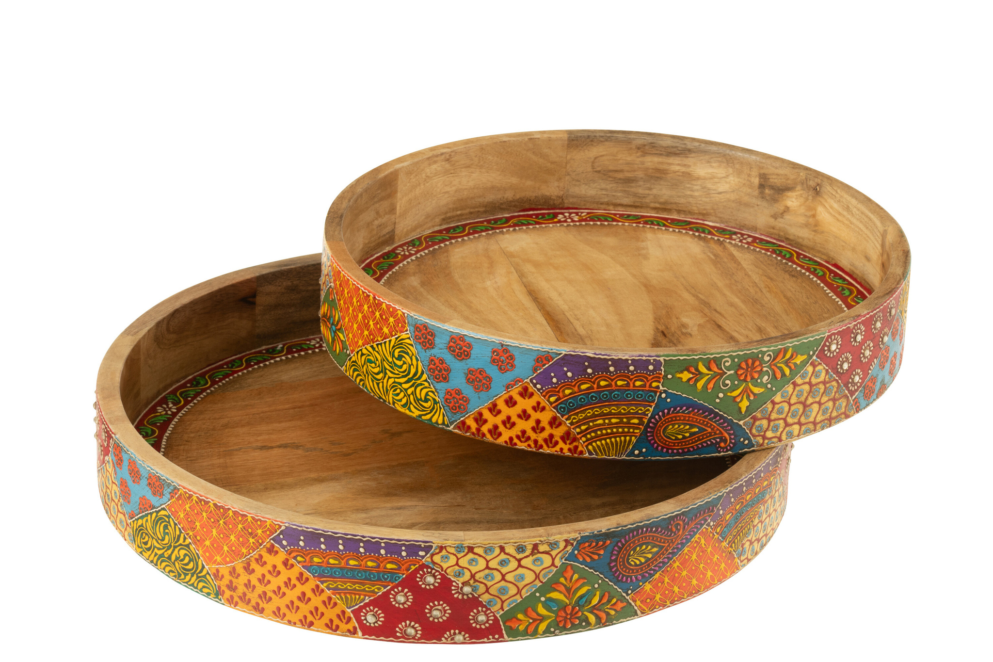 J-LINE SET VAN 2 DIENBLADEN 2 HANDVATTEN DELHI MANGOHOUT MIX