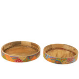 J-LINE SET VAN 2 DIENBLADEN 2 HANDVATTEN DELHI MANGOHOUT MIX