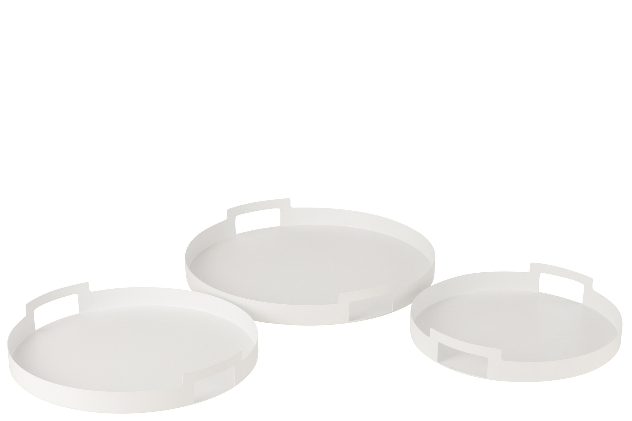 J-LINE SET VAN 3 DIENBLADEN ROND METAAL WIT – SET VAN DRIE STUKS