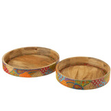 J-LINE SET VAN 2 DIENBLADEN 2 HANDVATTEN DELHI MANGOHOUT MIX