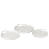 J-LINE SET VAN 3 DIENBLADEN ROND METAAL WIT – SET VAN DRIE STUKS