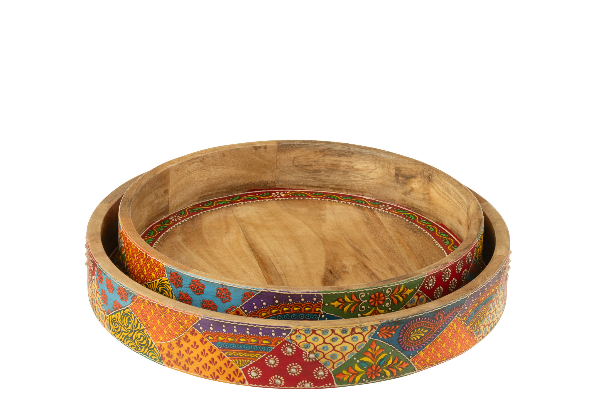 J-LINE SET VAN 2 DIENBLADEN 2 HANDVATTEN DELHI MANGOHOUT MIX