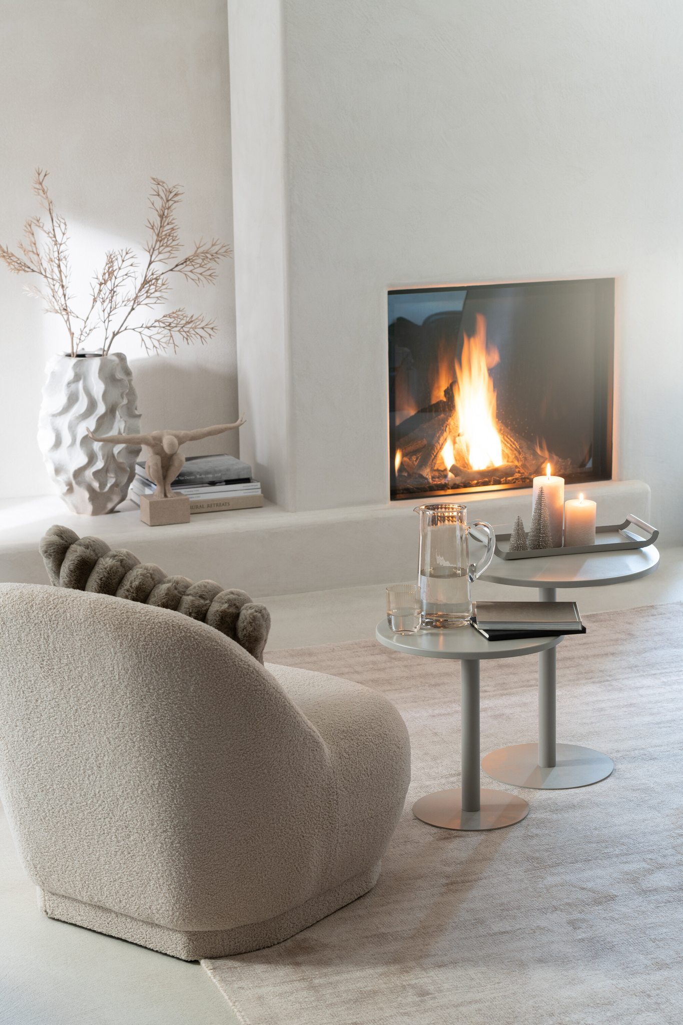 J-LINE SET VAN 2 DIENBLADEN RECHTHOEKIG METAAL GRIJS – SET VAN TWEE STUKS