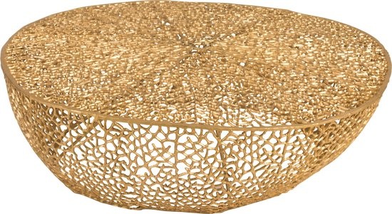 J-LINE SALONTAFEL ROND LAAG KORAALPATROON ALUMINIUM GOUD