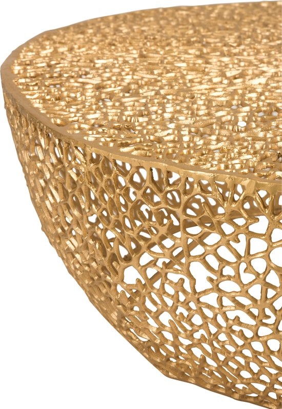 J-LINE SALONTAFEL ROND LAAG KORAALPATROON ALUMINIUM GOUD