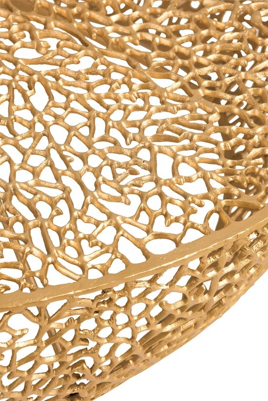 J-LINE SALONTAFEL ROND LAAG KORAALPATROON ALUMINIUM GOUD