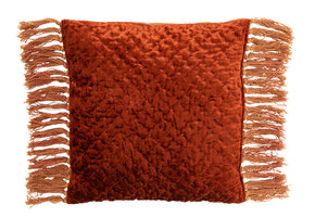 J-LINE KUSSEN GLANZEND RELIËF + FRANJES VISCOSE/KATOEN KOPER