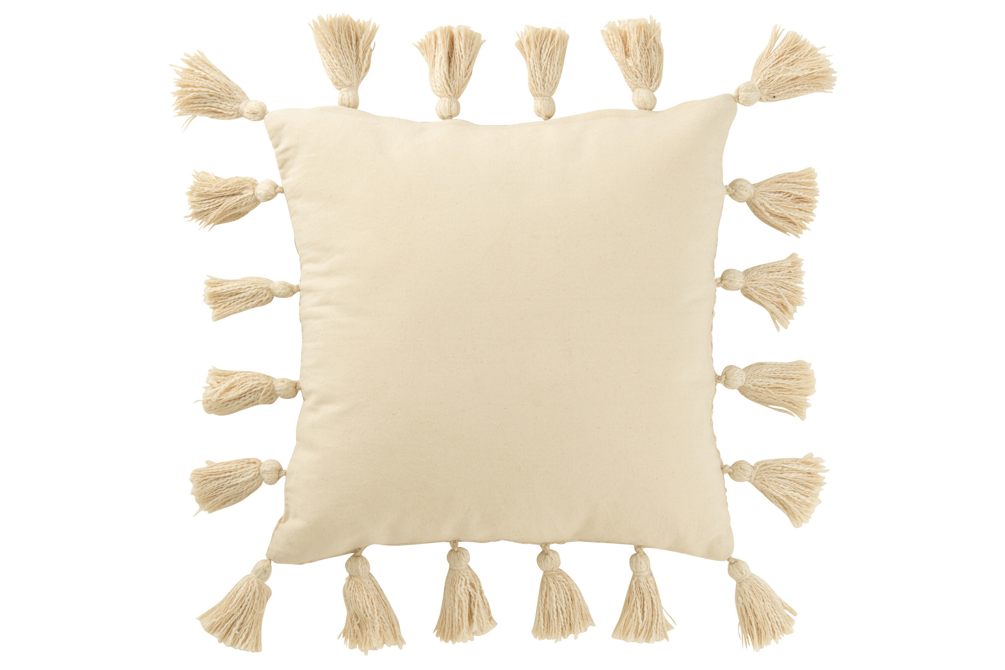 J-LINE KUSSEN GEWEVEN KWASTJES KATOEN BEIGE