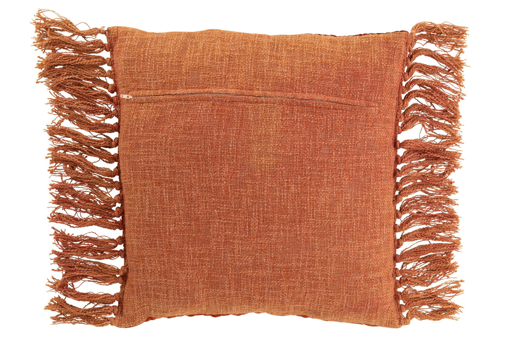 J-LINE KUSSEN GLANZEND RELIËF + FRANJES VISCOSE/KATOEN KOPER