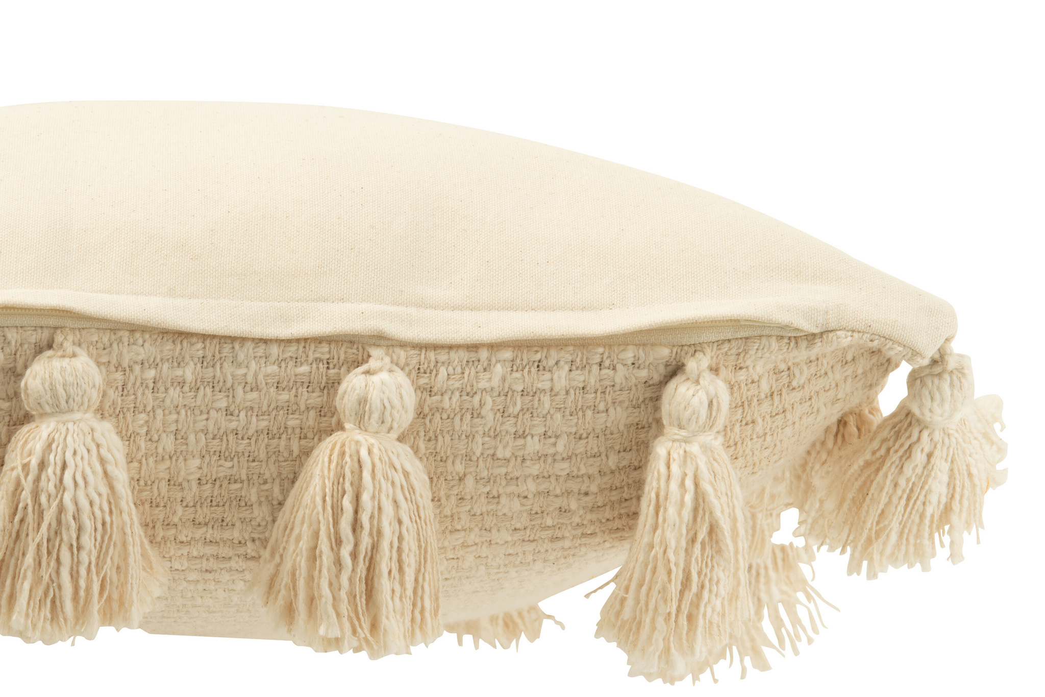 J-LINE KUSSEN GEWEVEN KWASTJES KATOEN BEIGE