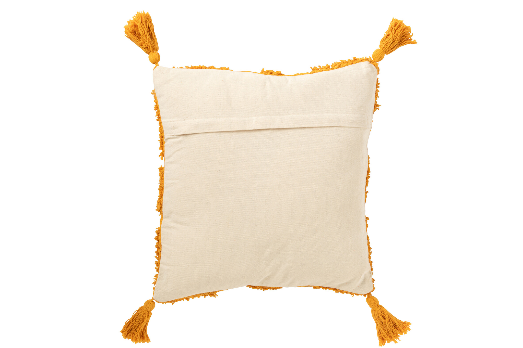 J-LINE KUSSEN MET KNOOPSGATENPATROON + KWASTJES KATOEN OKER