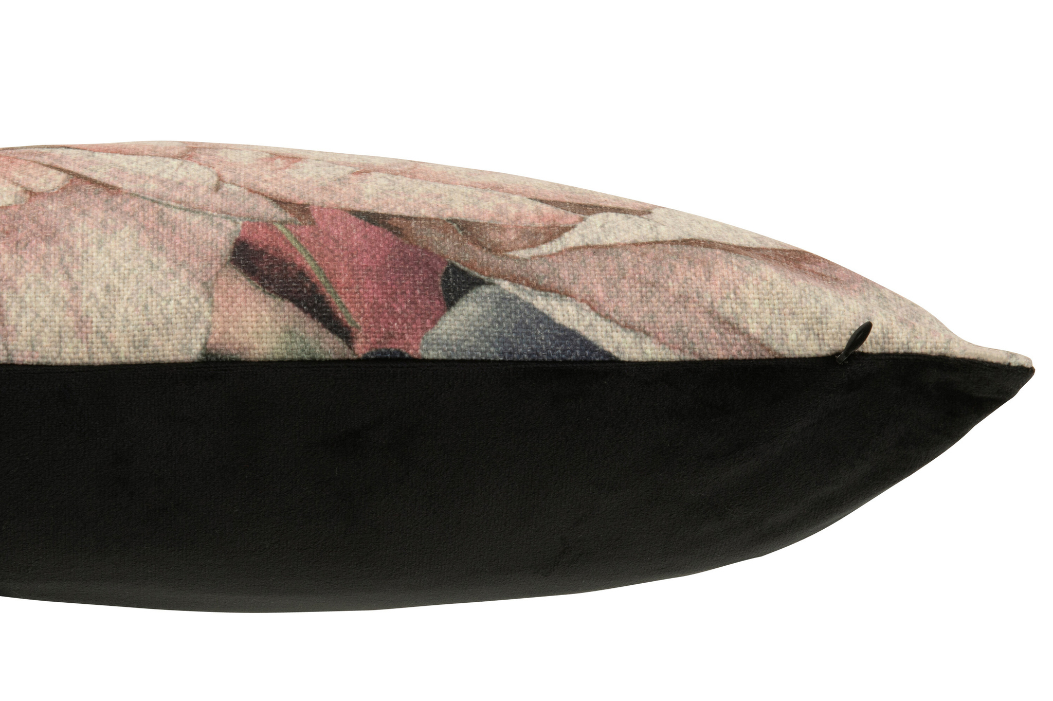 J-LINE KUSSEN BEDRUKKEN BLOEM POLYESTER/KATOEN ZWART/ROZE