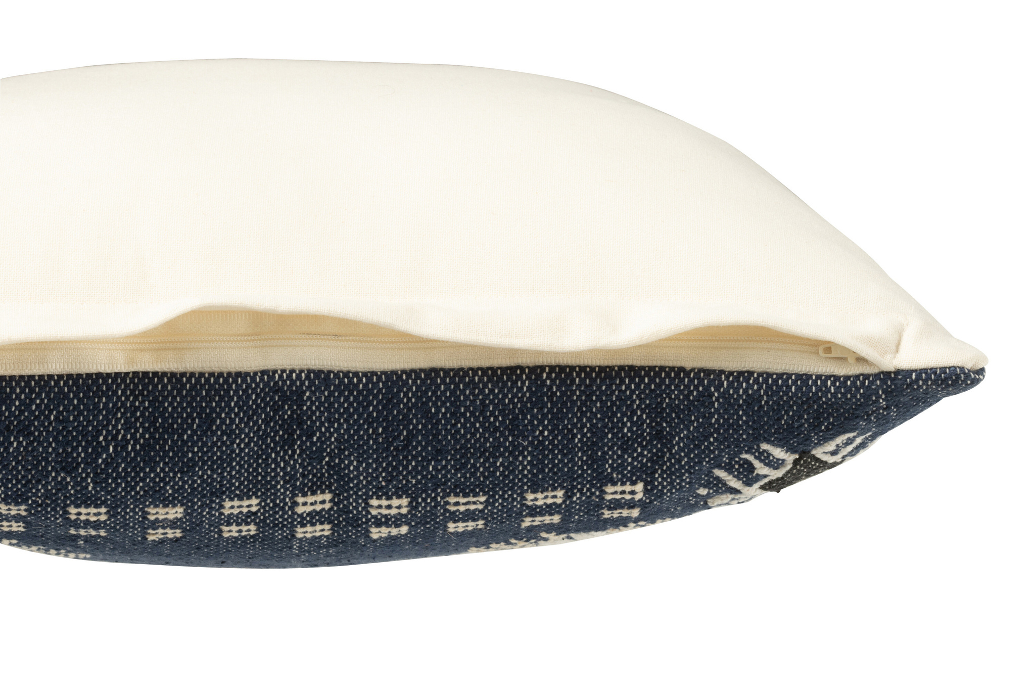 J-LINE KUSSEN VIERKANT ETNISCHE PATRONEN KATOEN DONKERBLAUW/WIT