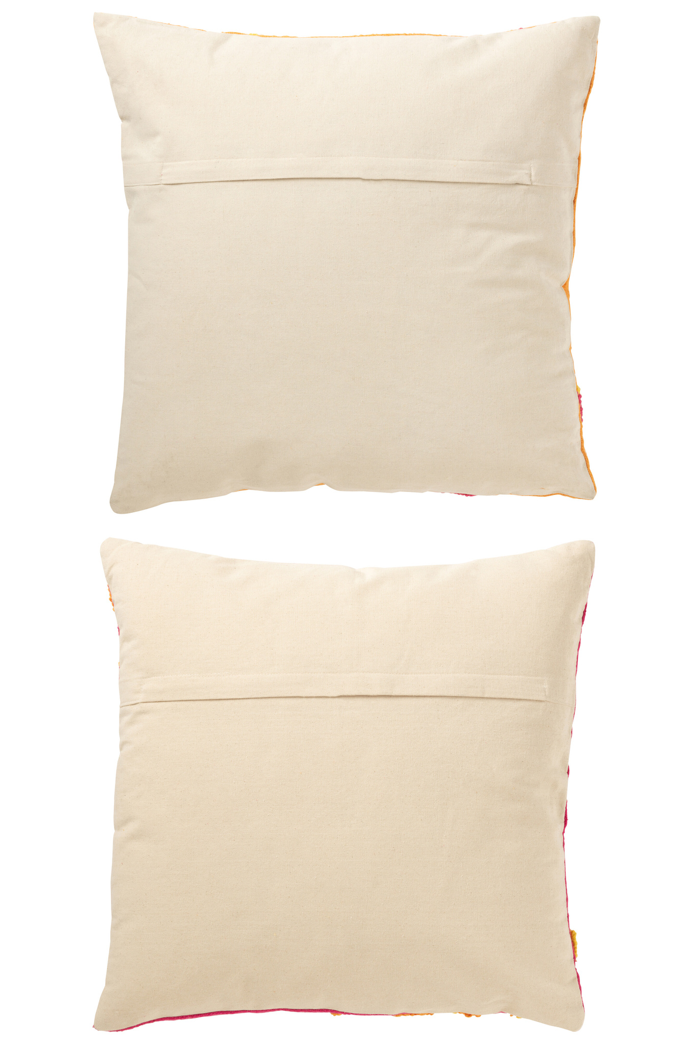 J-LINE KUSSEN VIERKANT BORDUURWERK BLOEMEN KATOENMIX ASSORTIMENT VAN 2