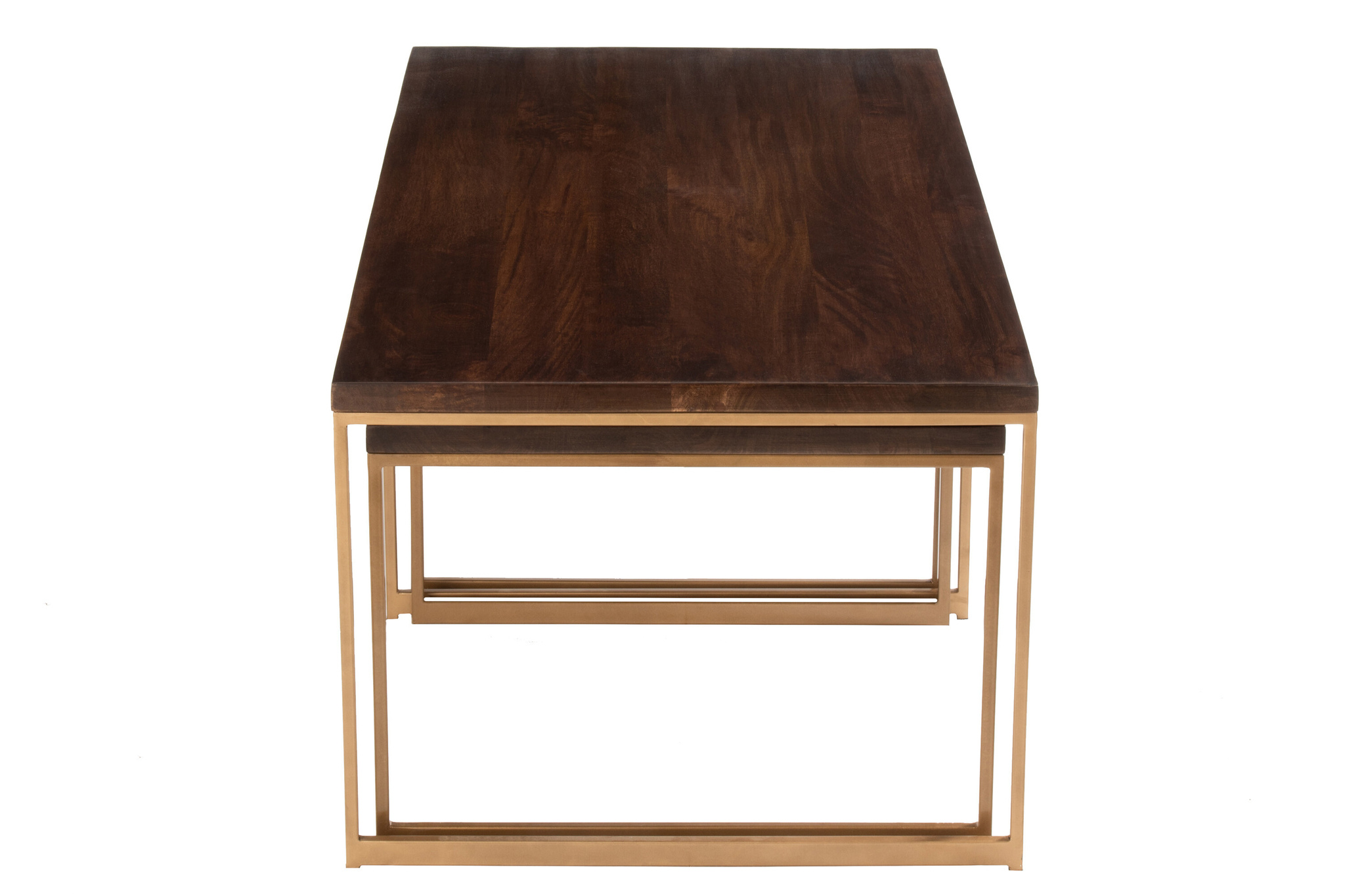 J-LINE SALONTAFEL RAFI 3-DELIG IJZER/MANGOHOUT GOUD/DONKERBRUIN