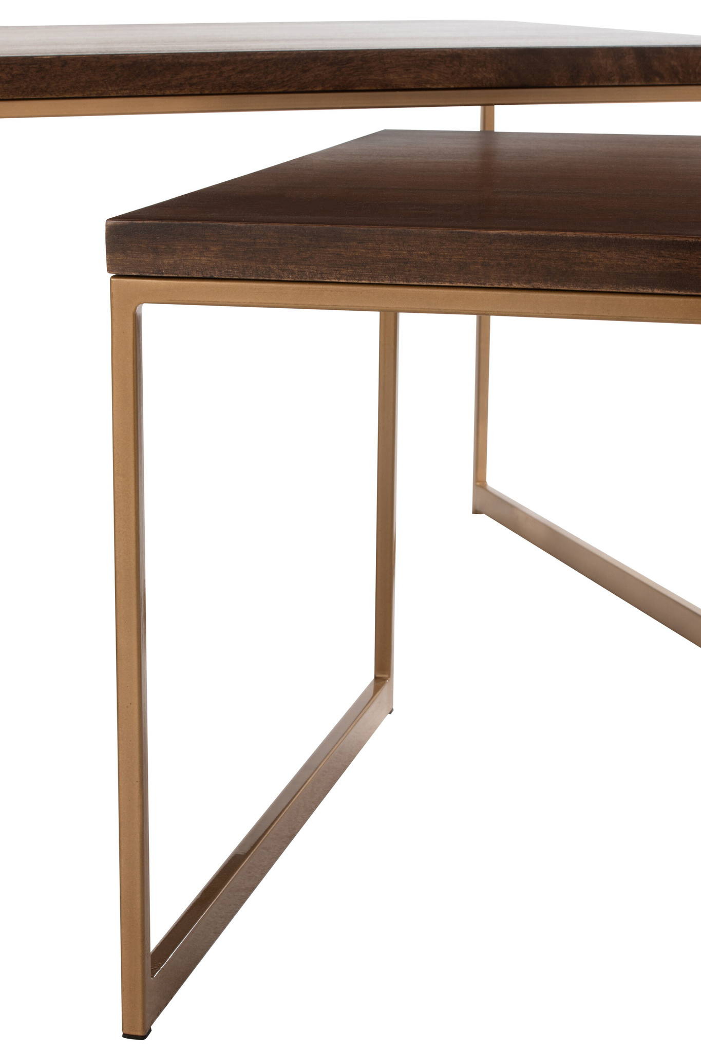 J-LINE SALONTAFEL RAFI 3-DELIG IJZER/MANGOHOUT GOUD/DONKERBRUIN