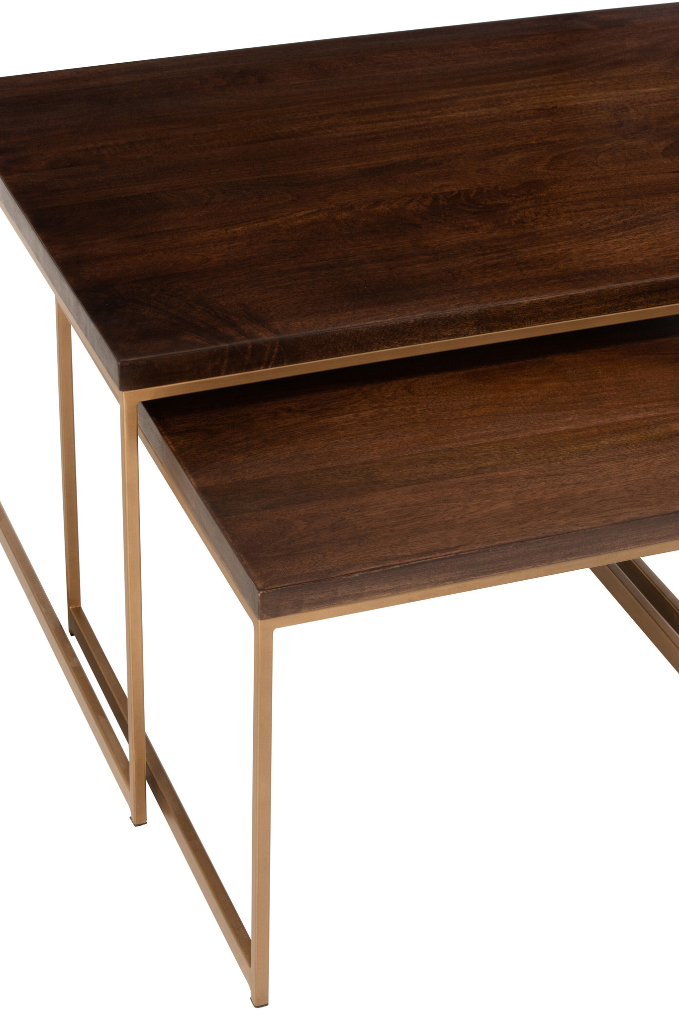 J-LINE SALONTAFEL RAFI 3-DELIG IJZER/MANGOHOUT GOUD/DONKERBRUIN