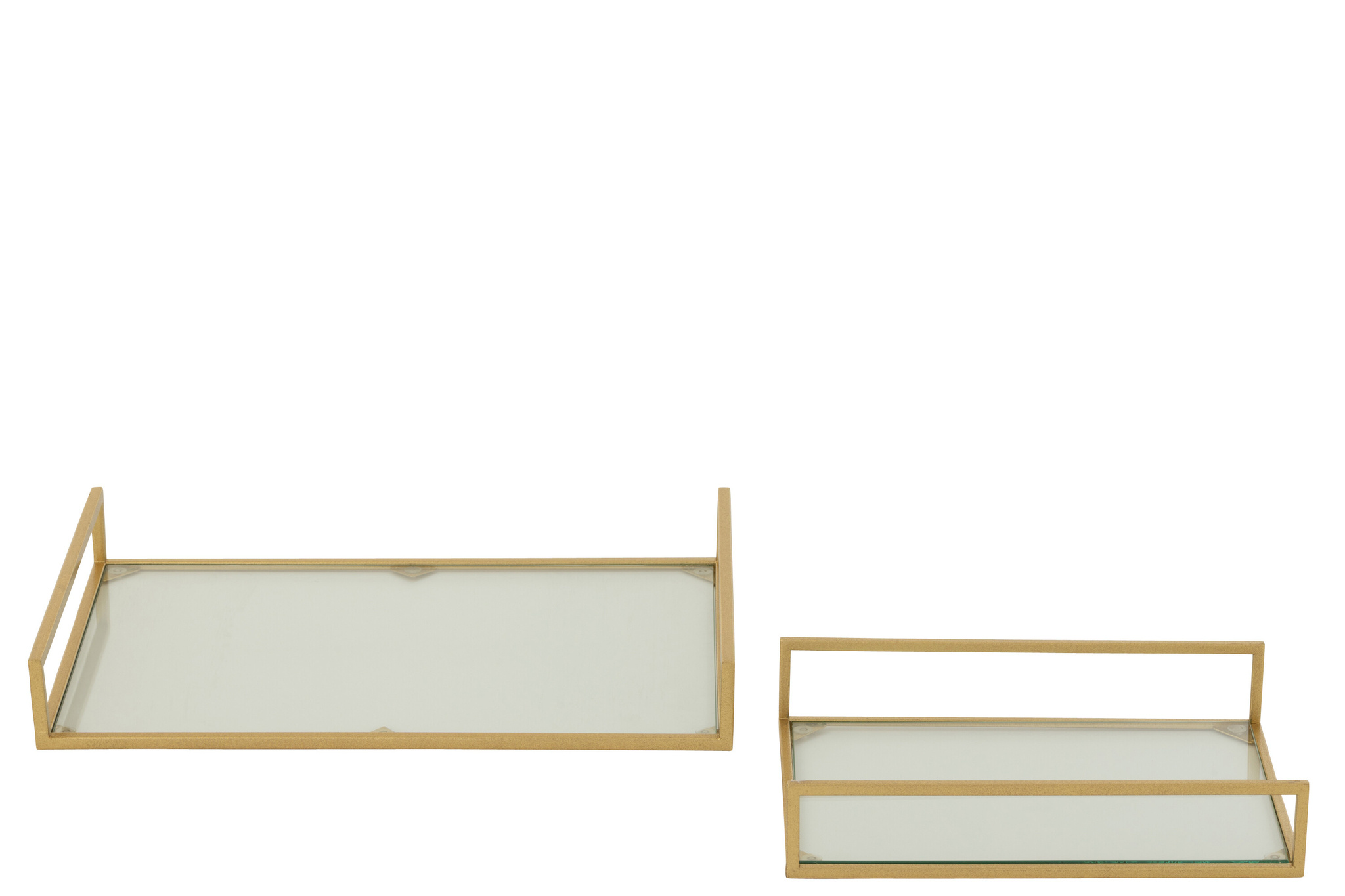 J-LINE SET VAN 2 DECORATIEVE DIENBLADEN IJZER/GLAS GOUDKLEURIG